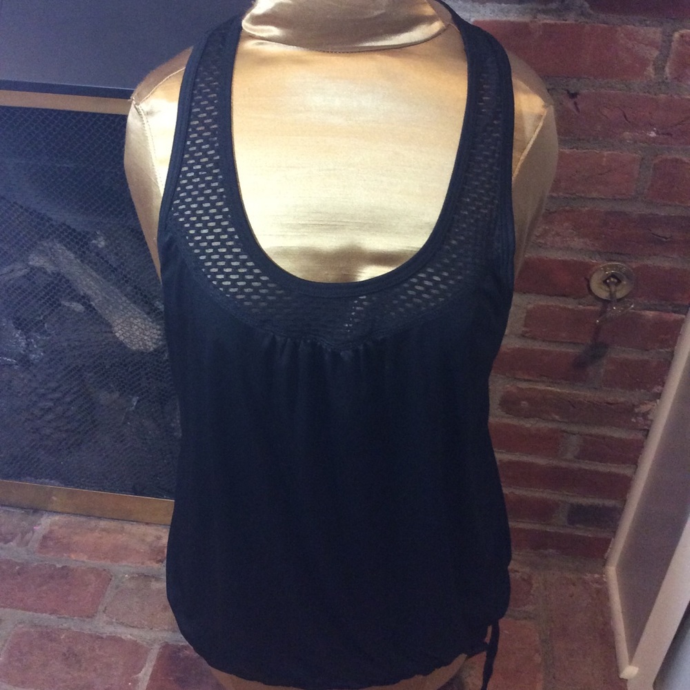 Danskin Semi Sheer Blouson Racerback Athletic Top